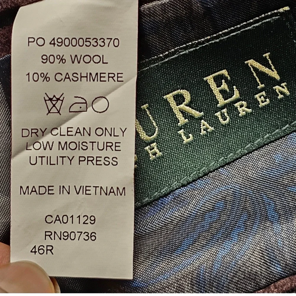 Lauren Ralph Lauren Blazer Jacket Mens 46R Gray Herringbone Vented Notch Lapel